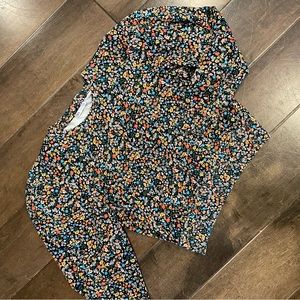 Zara Floral Balloon shoulder top